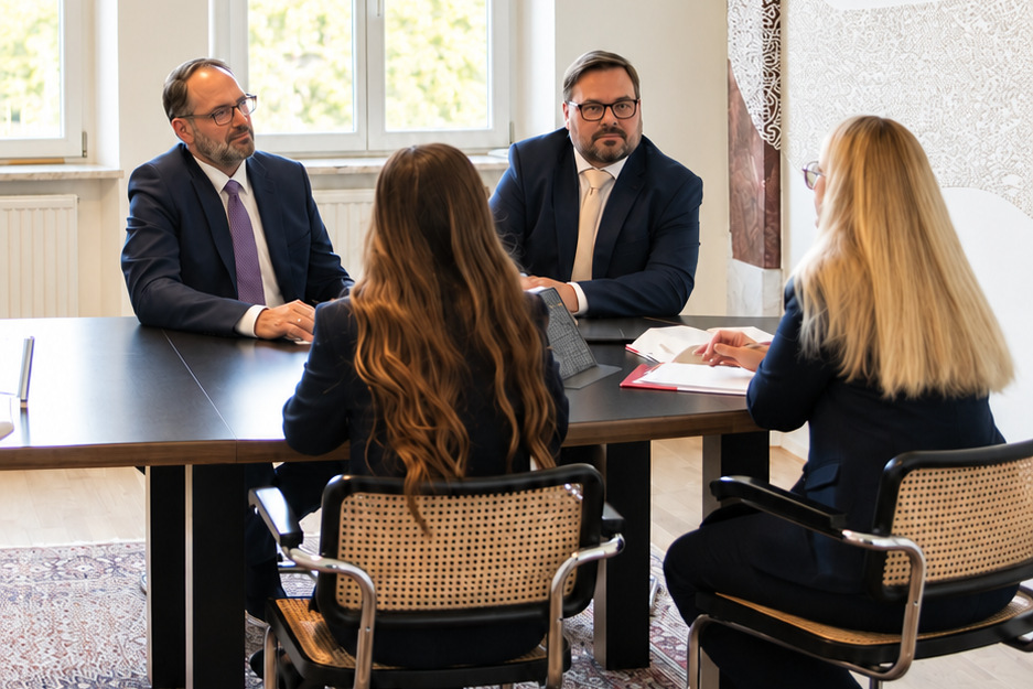 Legal meeting at the offices of Rudolph Rechtsanwälte – corporate advice